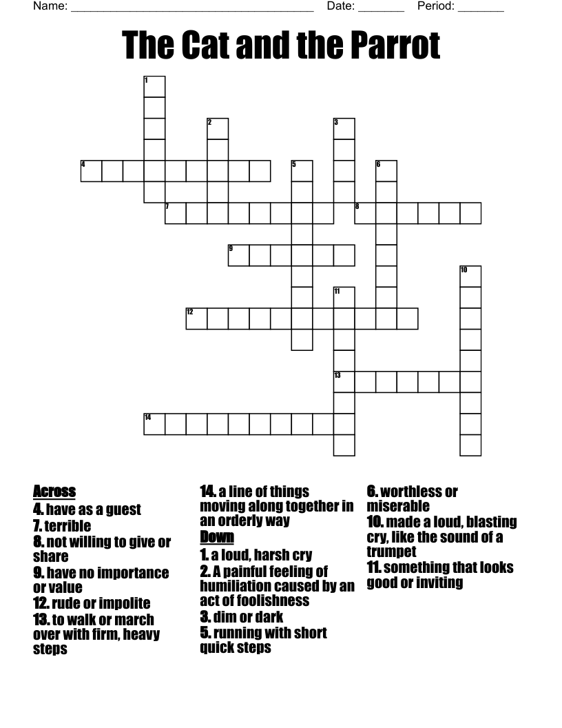 The Cat and the Parrot Crossword