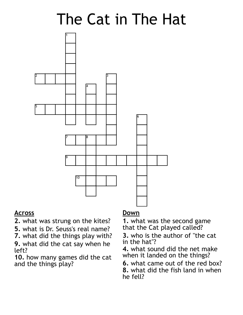 The Cat in The Hat Crossword