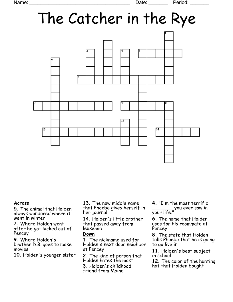 The Catcher in the Rye Crossword