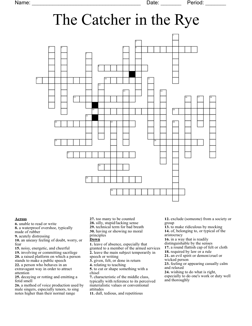 The Catcher in the Rye Crossword