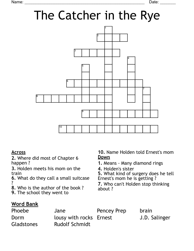 The Catcher in the Rye  Crossword