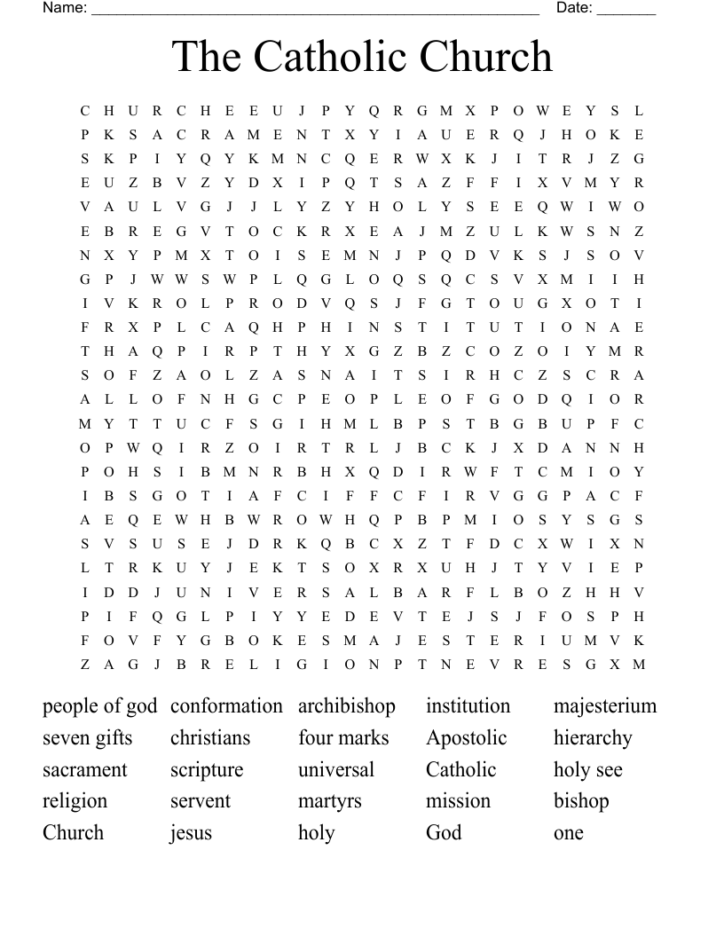 The Catholic Church Word Search