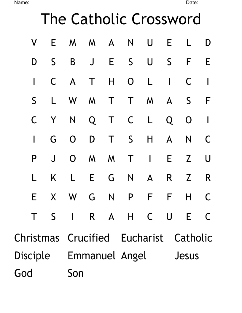 The Catholic Crossword Word Search