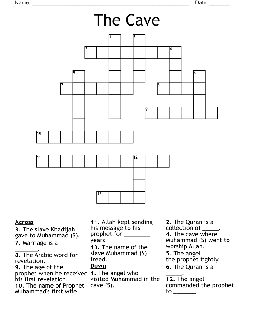 The Cave  Crossword