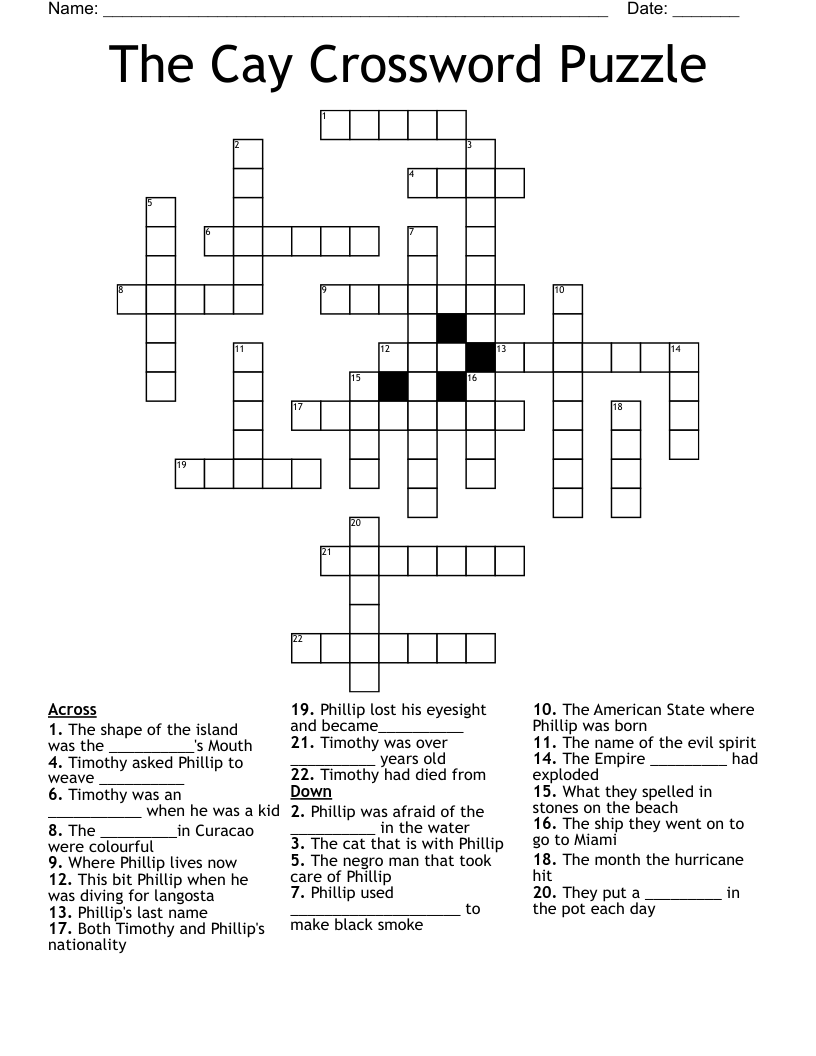 The Cay Crossword Puzzle