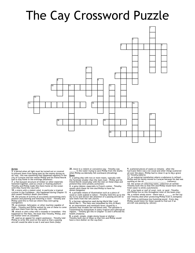 The Cay Crossword Puzzle