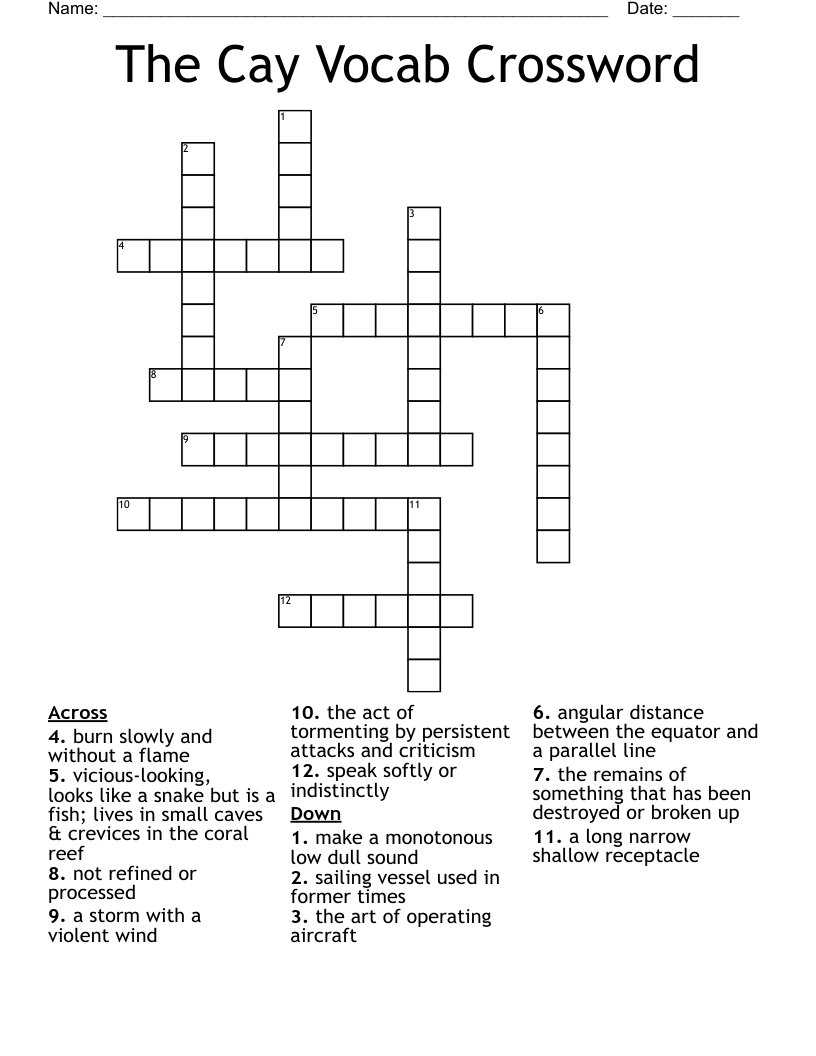The Cay Vocab Crossword