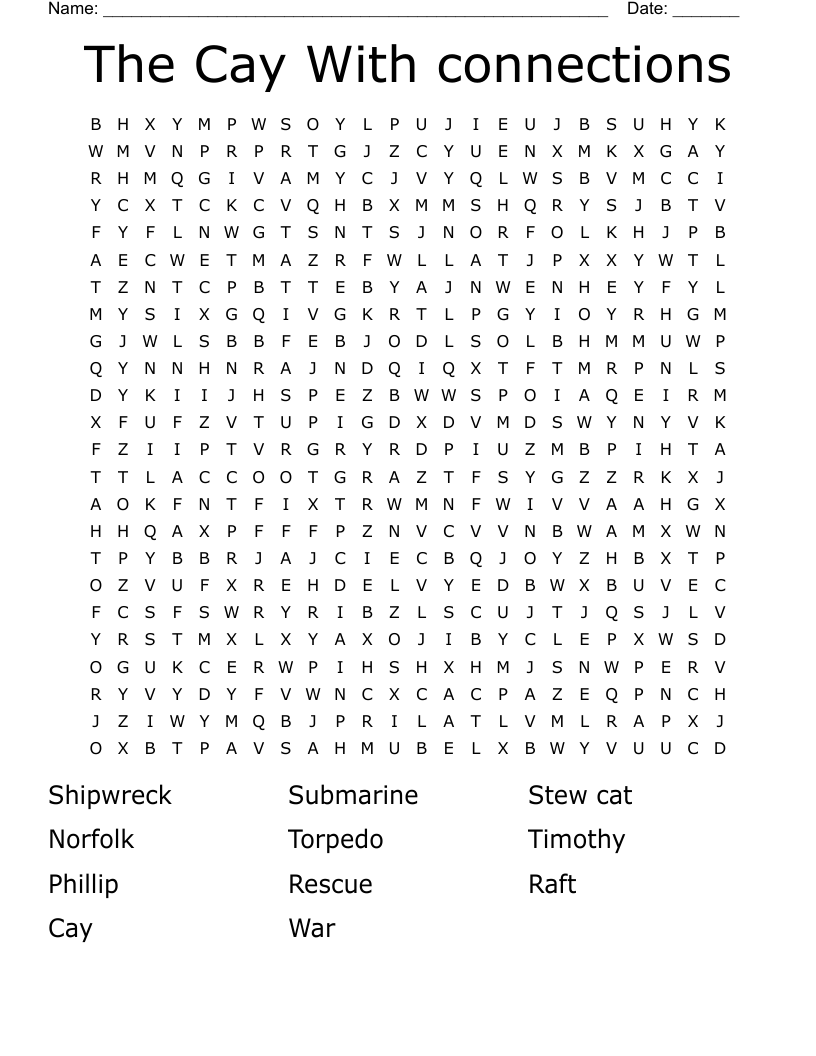 The Cay With connections Word Search