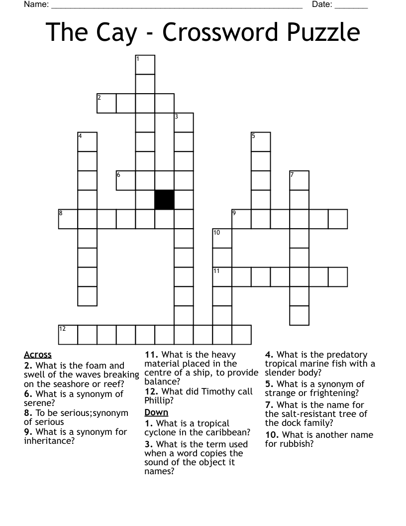 The Cay - Crossword Puzzle