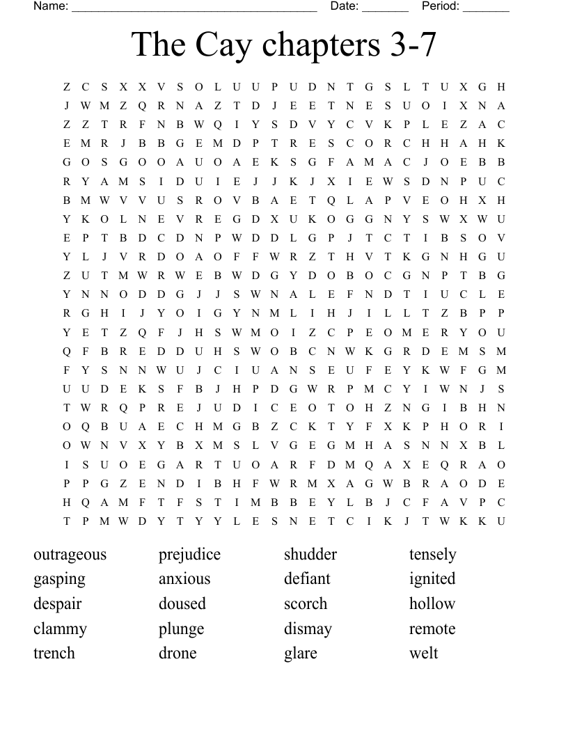 The Cay chapters 3-7  Word Search