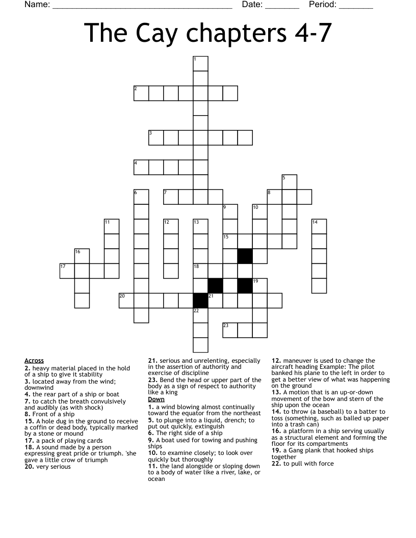 The Cay chapters 4-7 Crossword