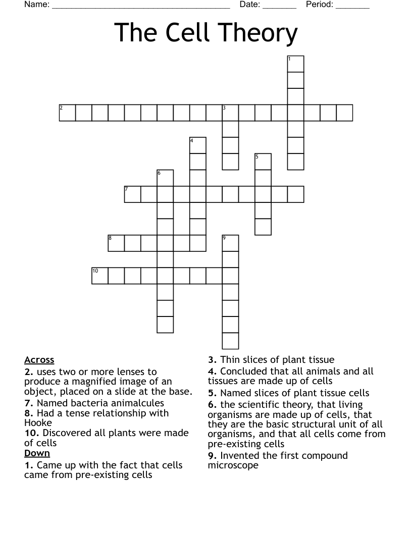 The Cell Theory Crossword