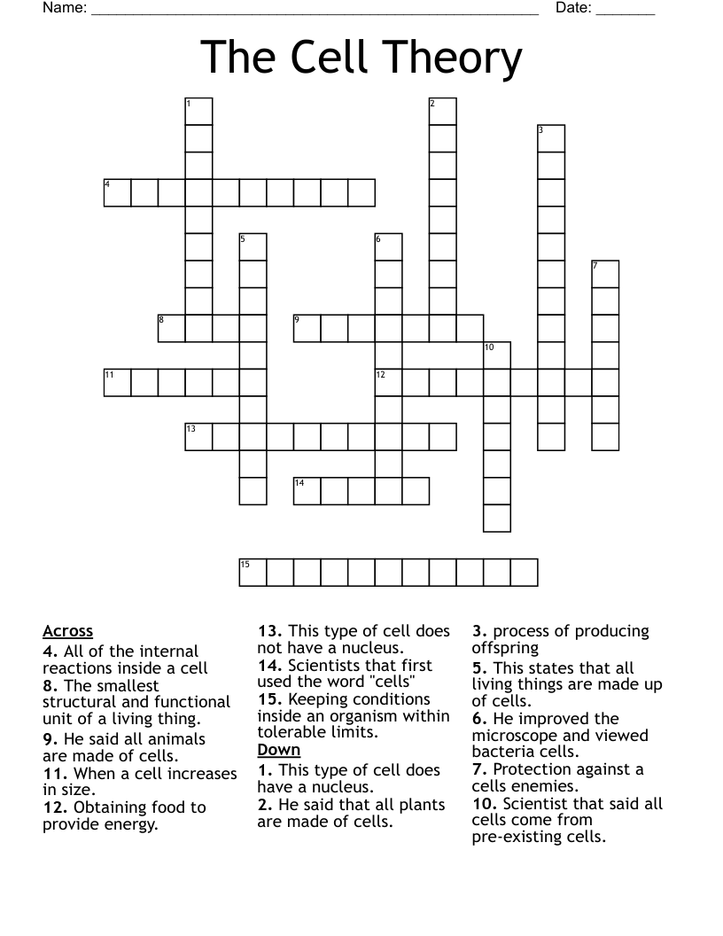 The Cell Theory Crossword