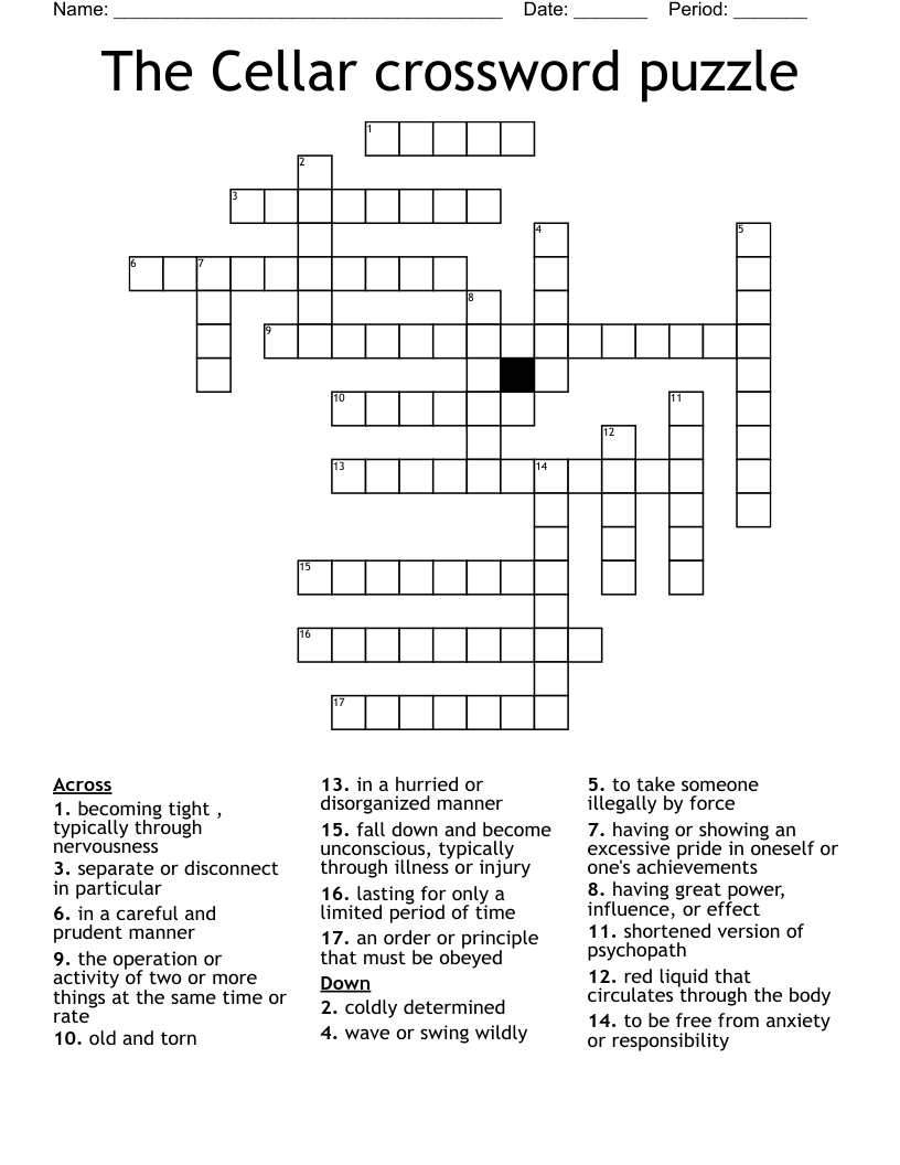 The Cellar crossword puzzle 