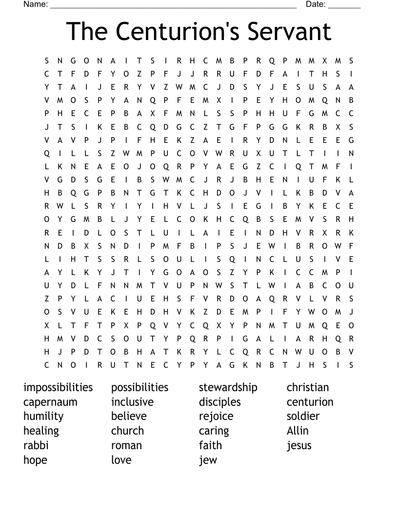 The Centurion's Servant Word Search