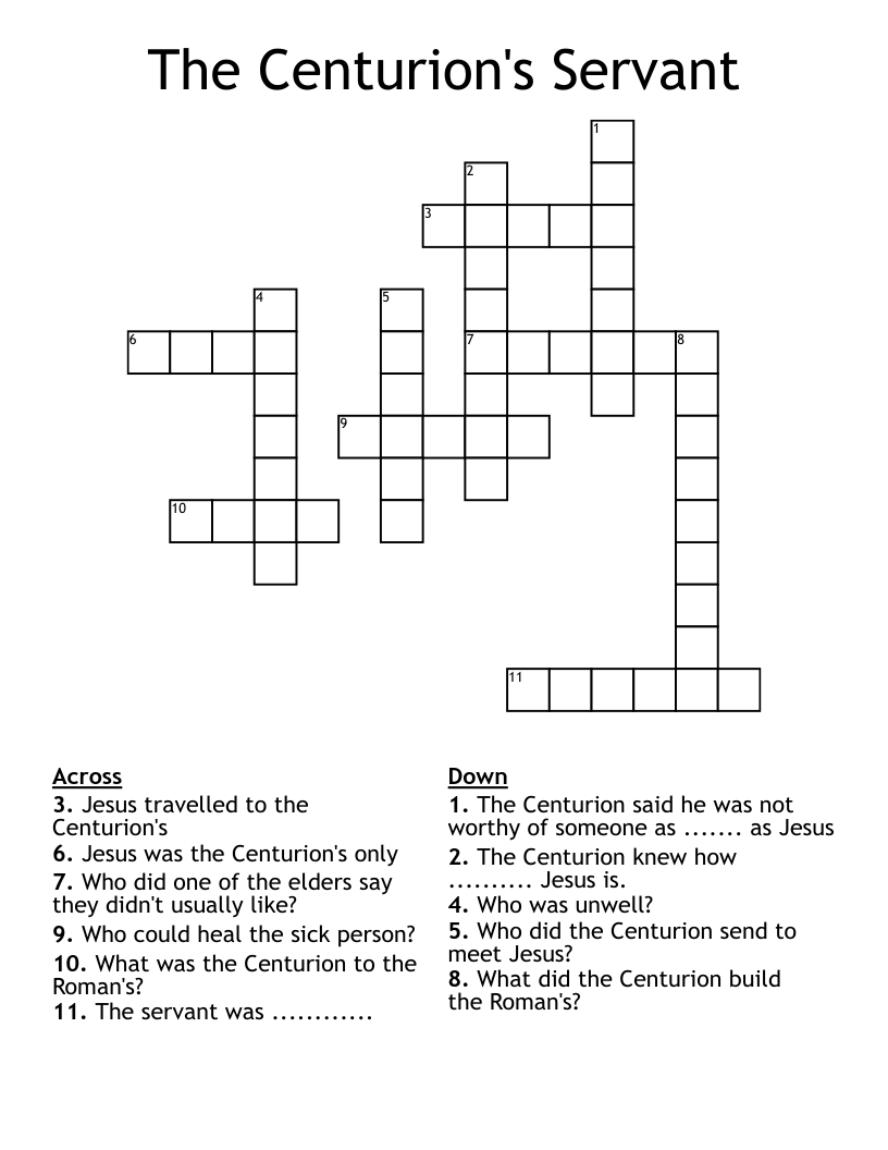 The Centurion's Servant  Crossword