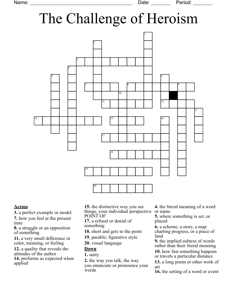 The Challenge of Heroism Crossword