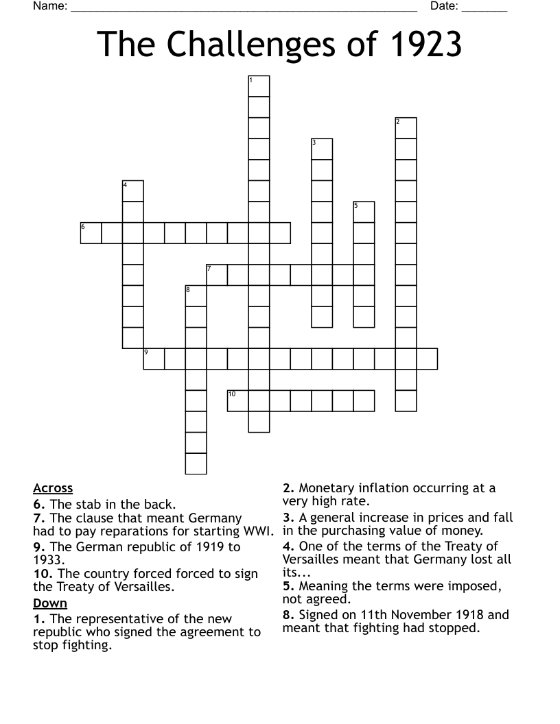 The Challenges of 1923 Crossword