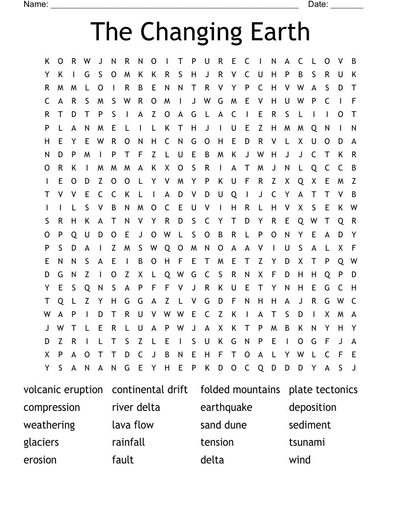 The Changing Earth Word Search