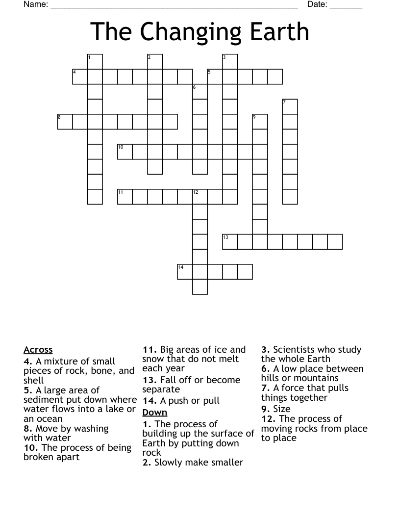 The Changing Earth Crossword