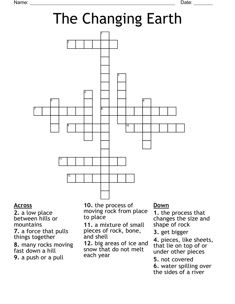 The Changing Earth Crossword