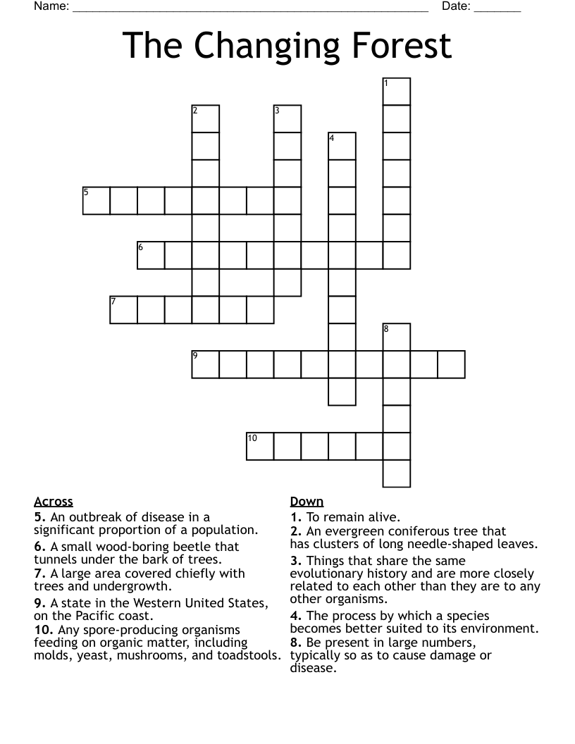 The Changing Forest Crossword