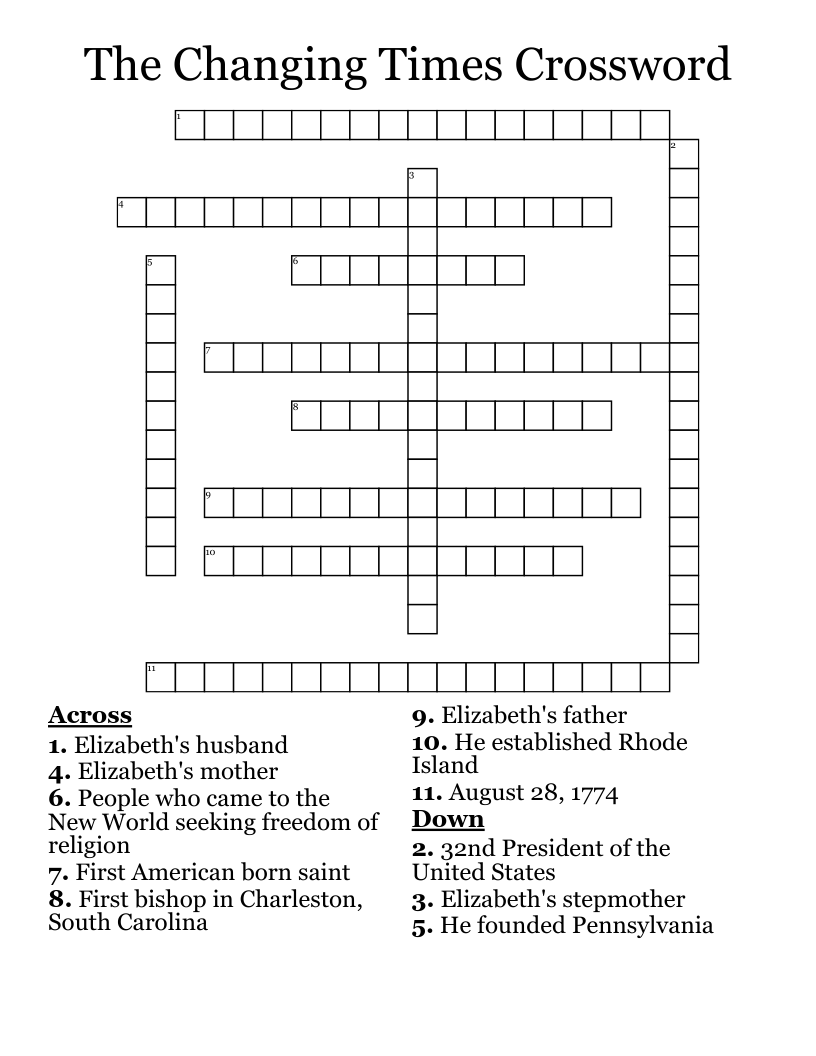 The Changing Times Crossword