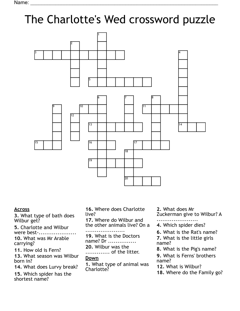 The Charlotte's Wed crossword puzzle