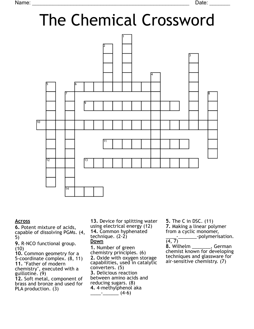 The Chemical Crossword