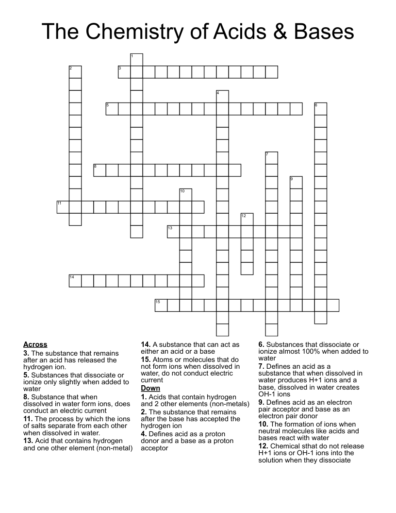 The Chemistry of Acids & Bases Crossword