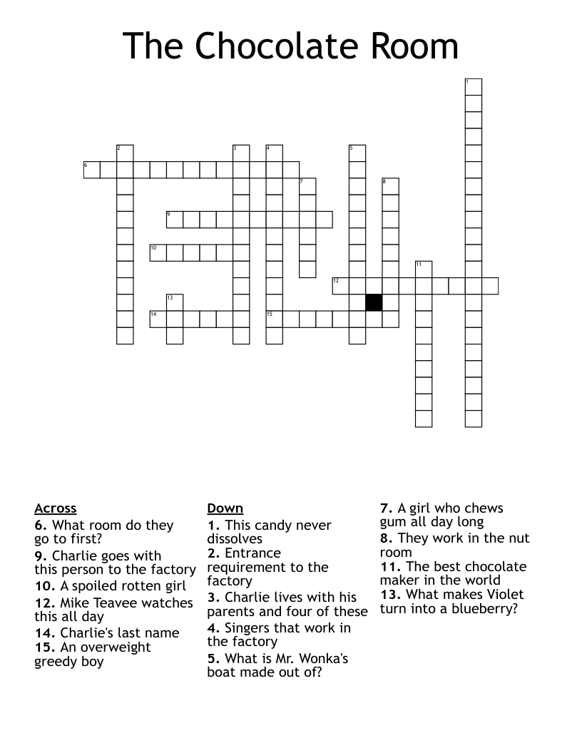 The Chocolate Room Crossword