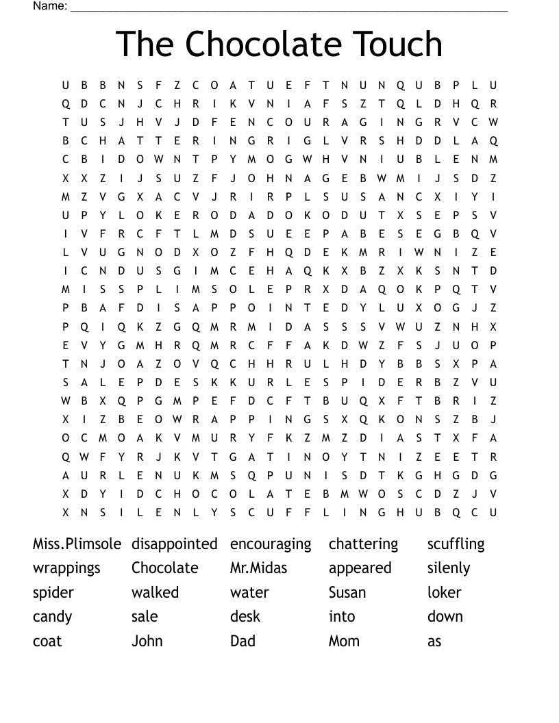 The Chocolate Touch Word Search