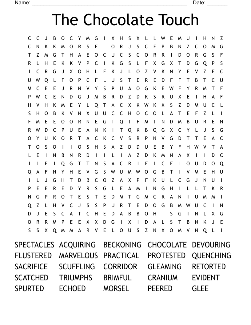 The Chocolate Touch Word Search
