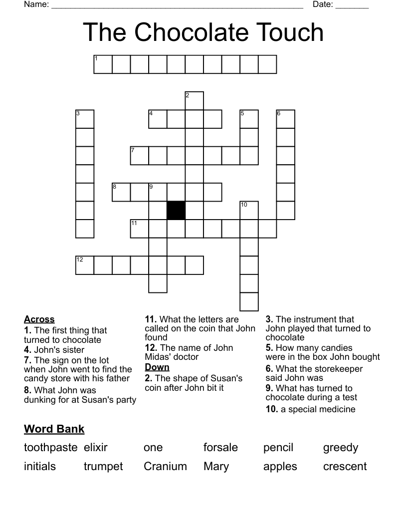 The Chocolate Touch Crossword
