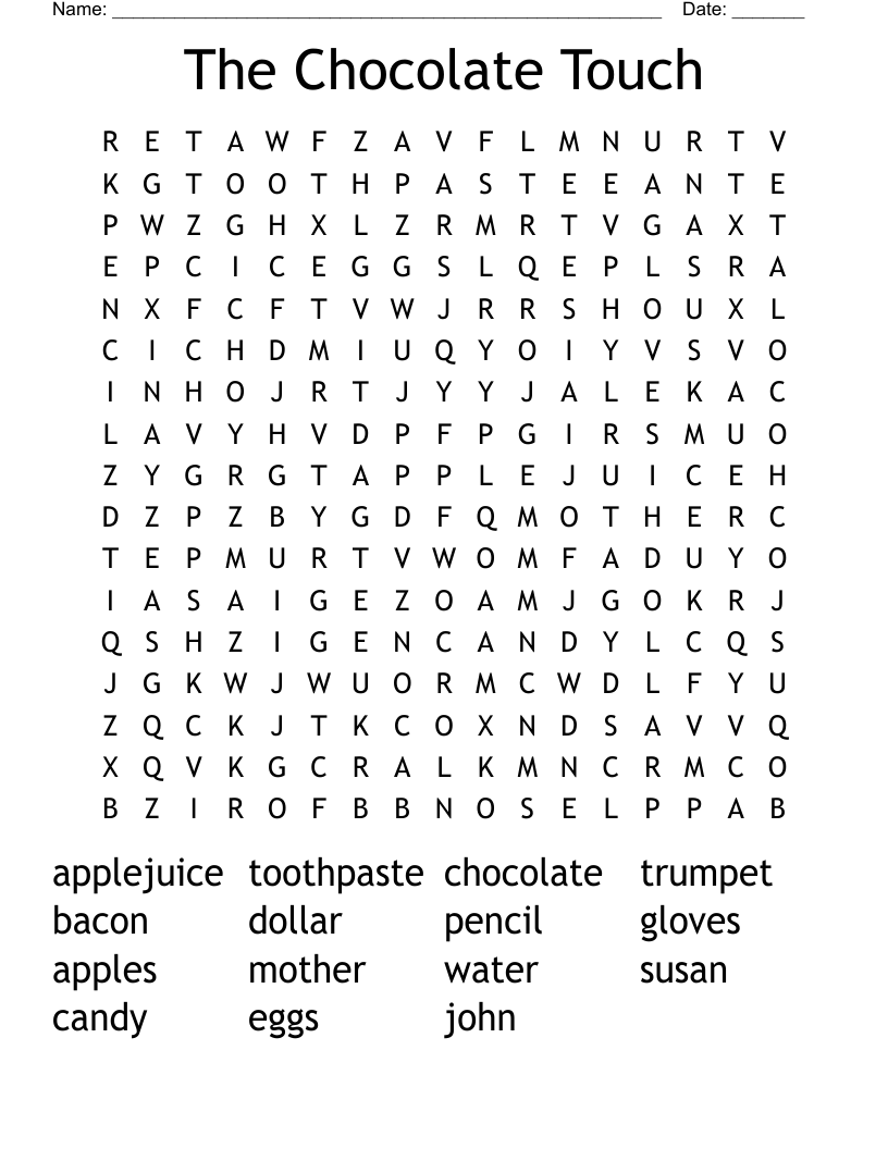The Chocolate Touch Word Search