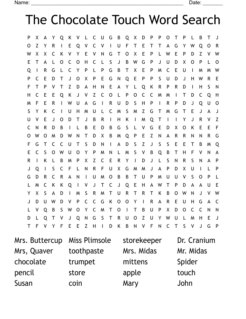 The Chocolate Touch Word Search