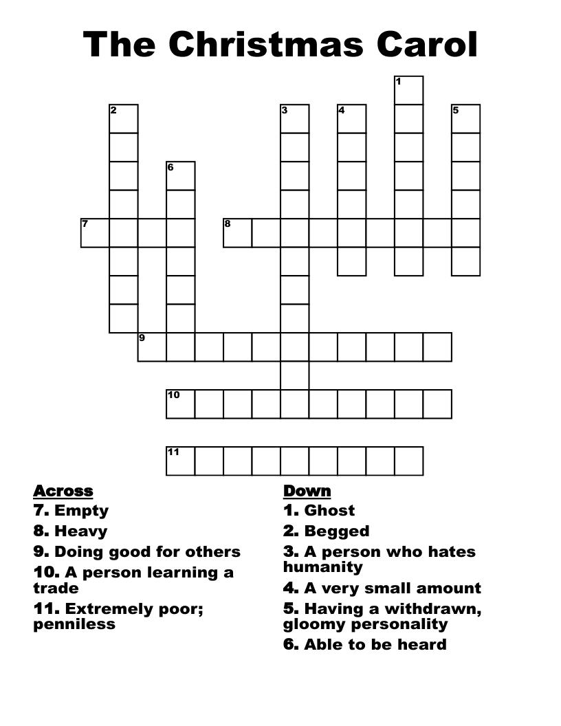 The Christmas Carol Crossword