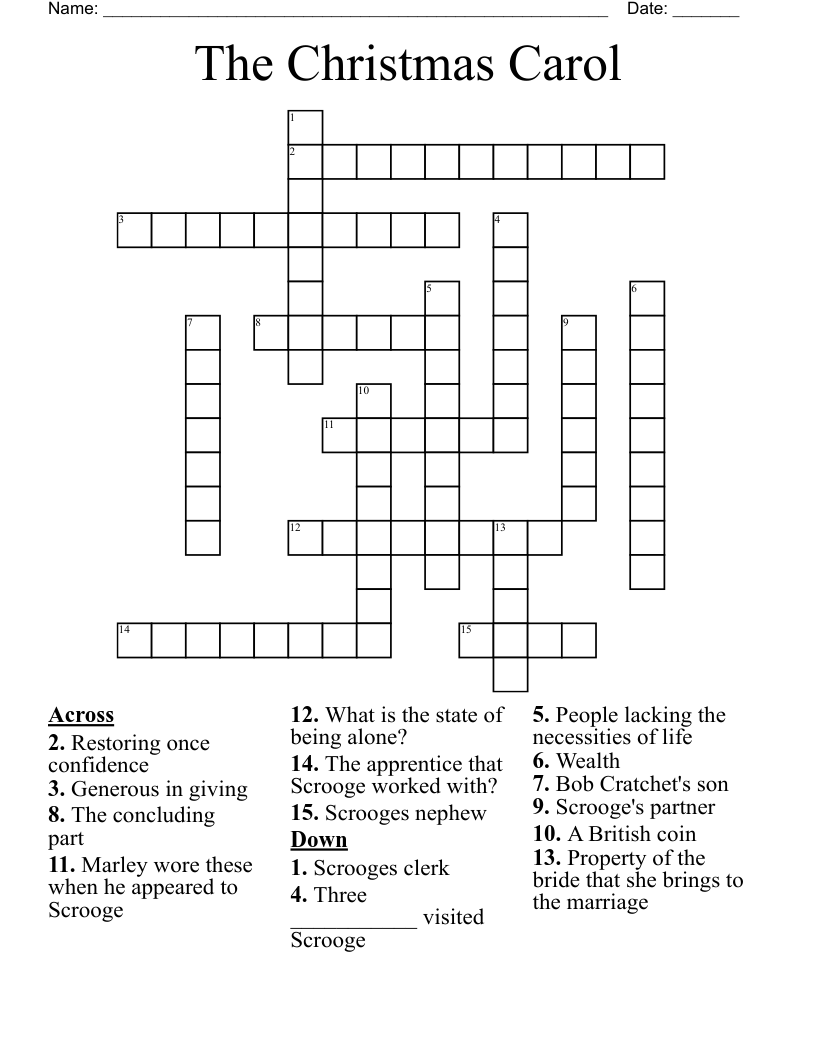 The Christmas Carol Crossword