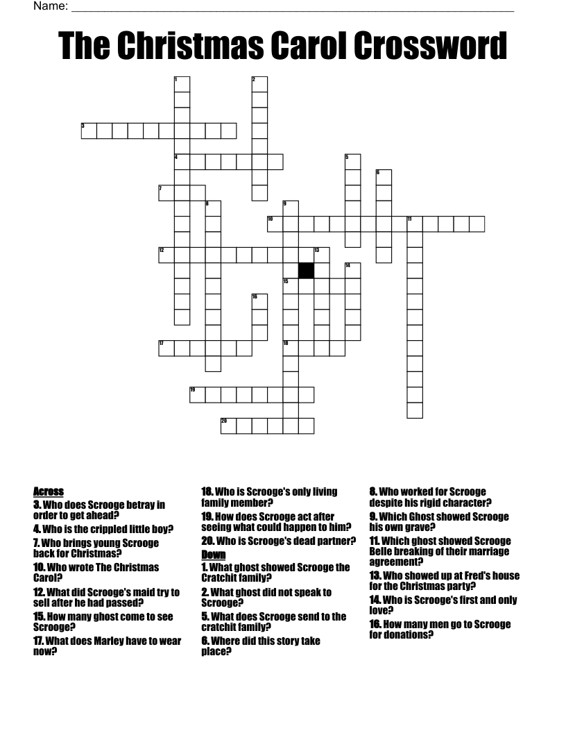The Christmas Carol Crossword