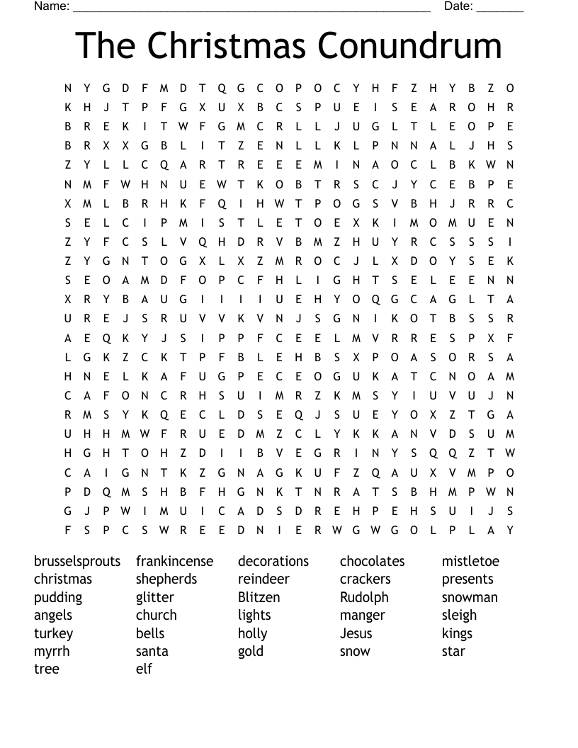 The Christmas Conundrum Word Search
