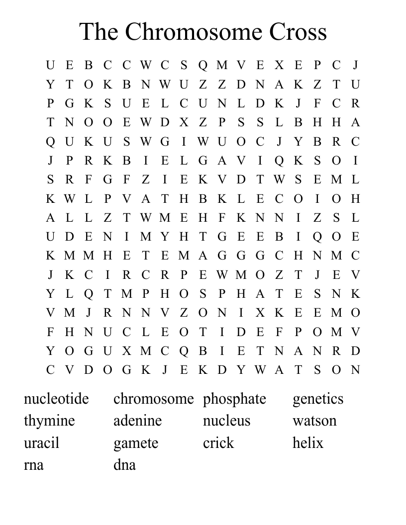 The Chromosome Cross Word Search