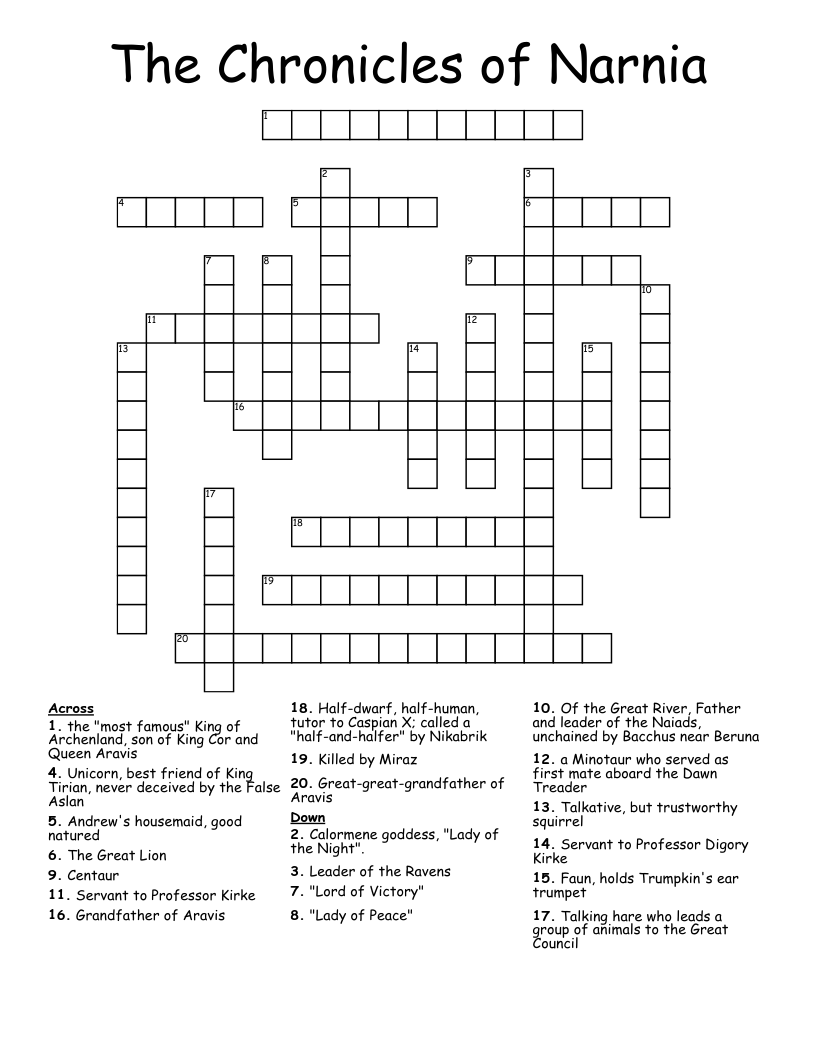 The Chronicles of Narnia Crossword