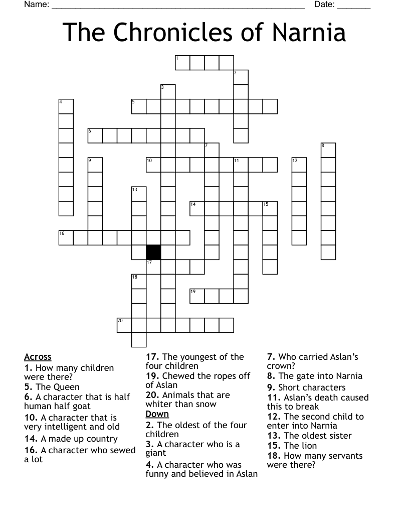The Chronicles of Narnia Crossword