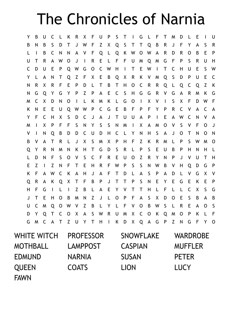 The Chronicles of Narnia Word Search