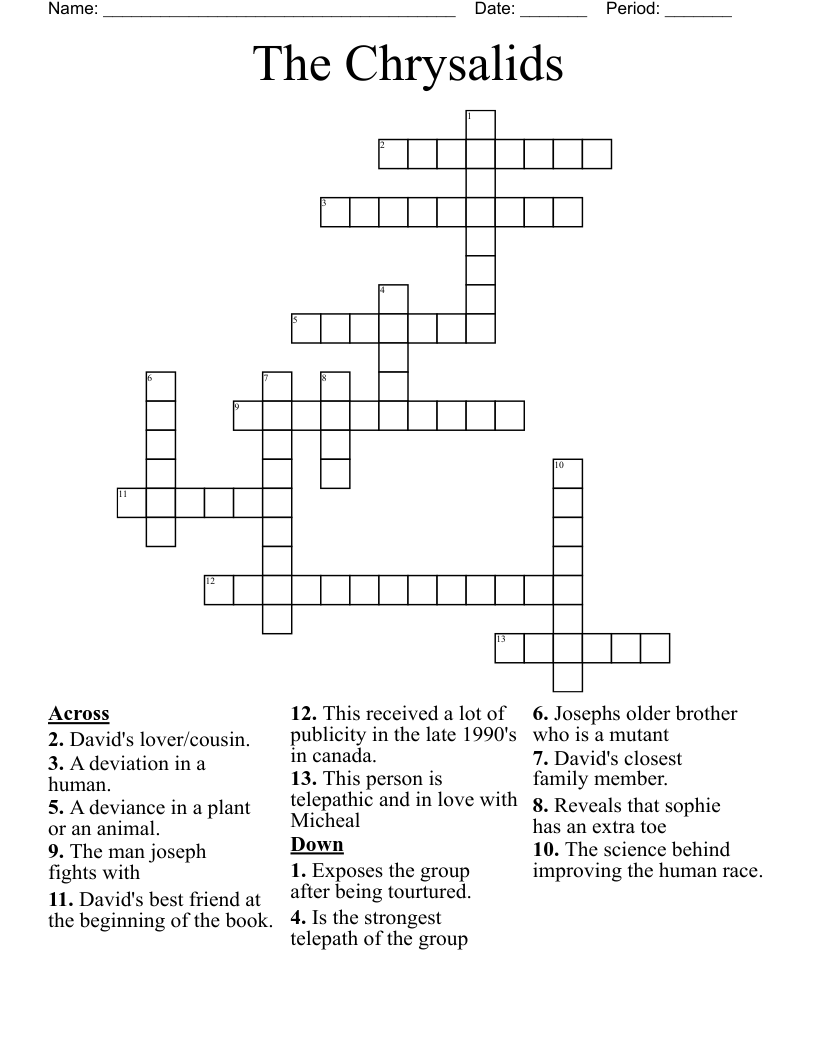 The Chrysalids Crossword