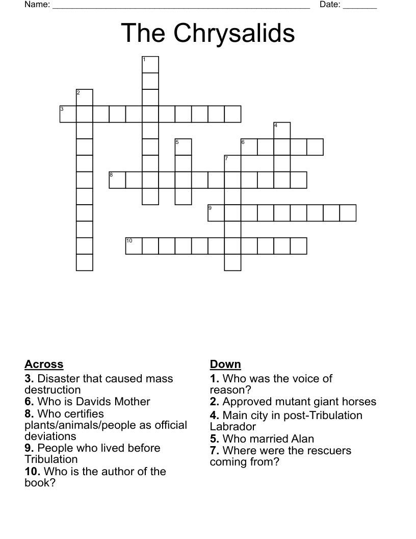 The Chrysalids Crossword