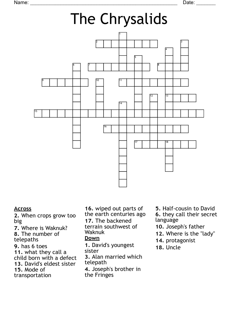 The Chrysalids Crossword