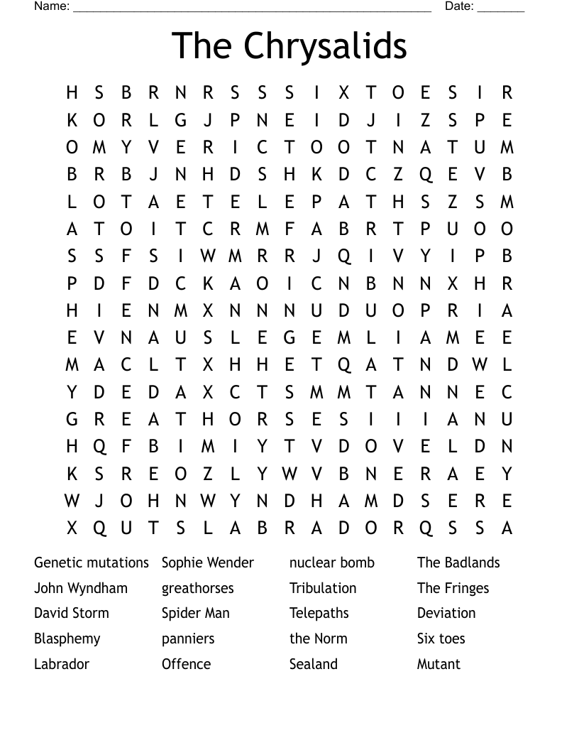 The Chrysalids Word Search