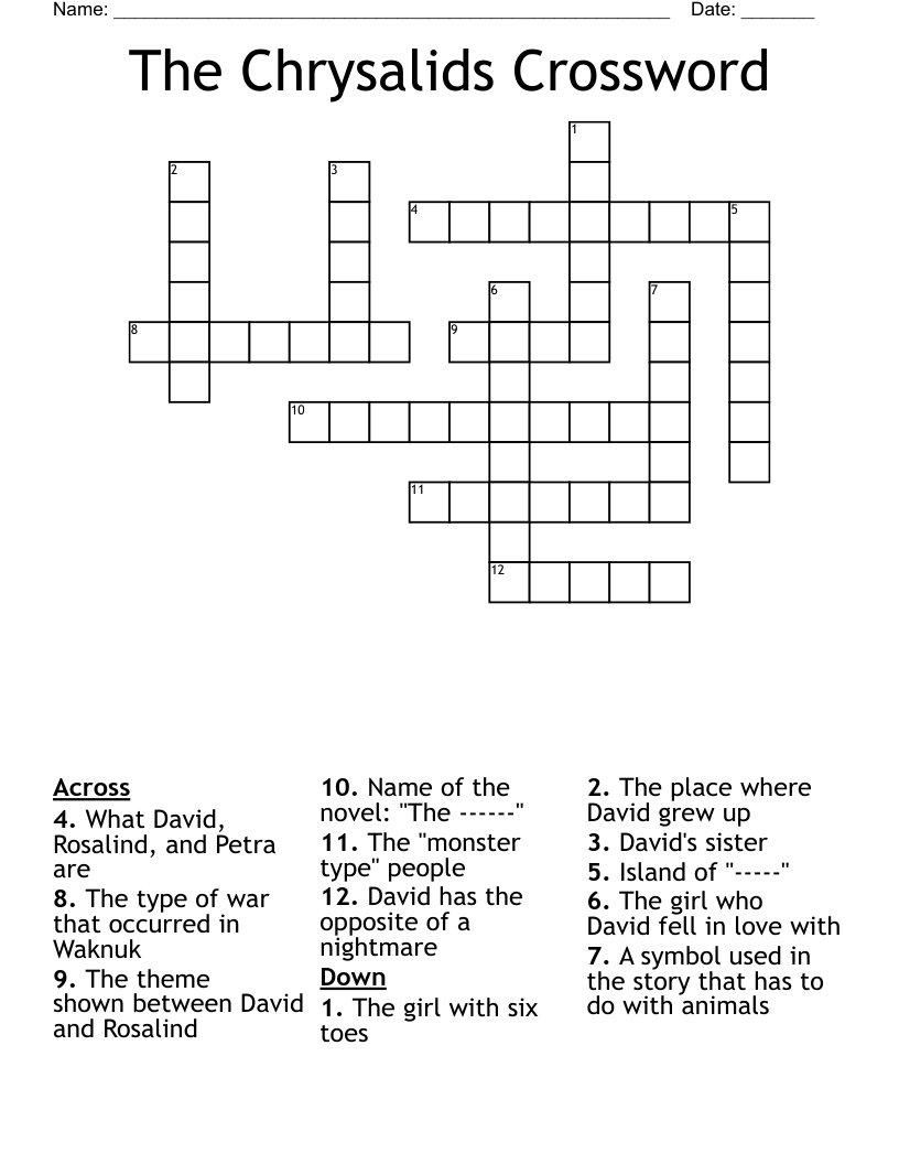 The Chrysalids Crossword