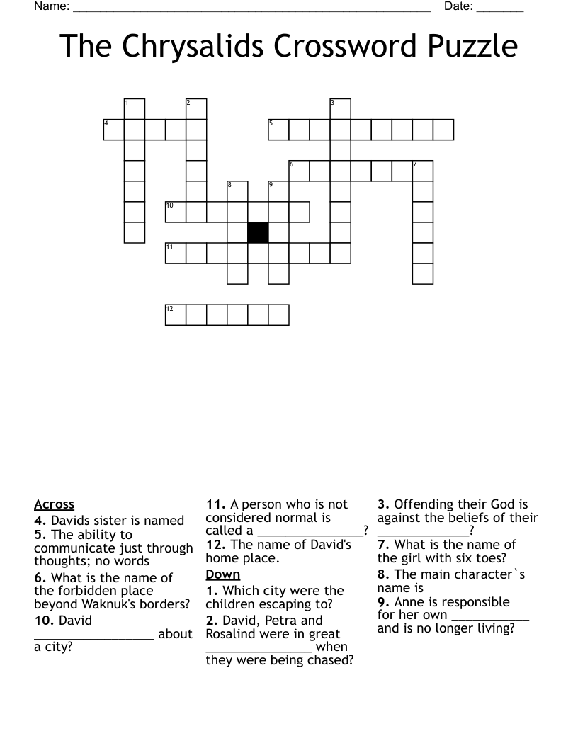 The Chrysalids Crossword Puzzle